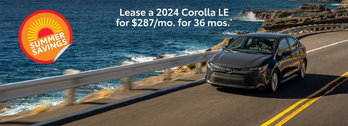 Lease a 2024 Corolla LE for $287 per month for 36 months